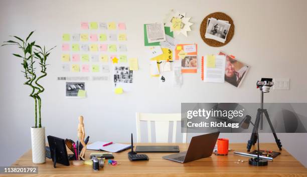 home based office - moodboard stock pictures, royalty-free photos & images