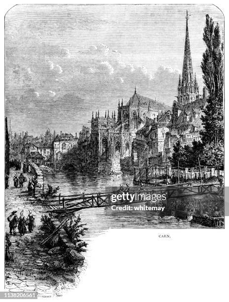 caen in normandy, france - normandy stock illustrations
