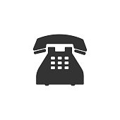 Telephone icon isolated. Landline phone. Flat design. Vector Illustration
