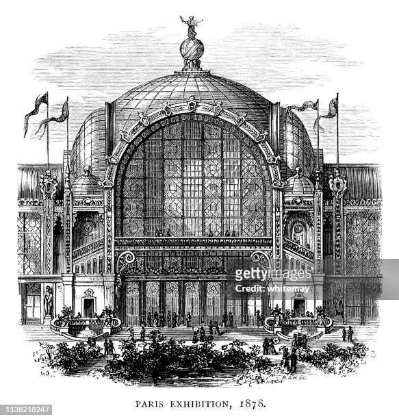 paris exhibition of 1878, france - world's fair stock illustrations