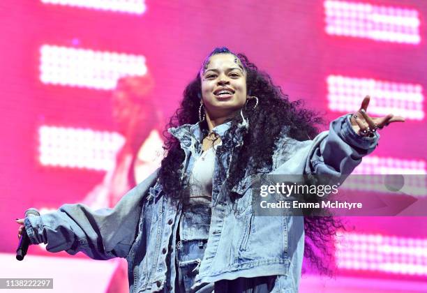 Ella Mai performs at Outdoor Theatre during the 2019 Coachella Valley Music And Arts Festival on April 19, 2019 in Indio, California.