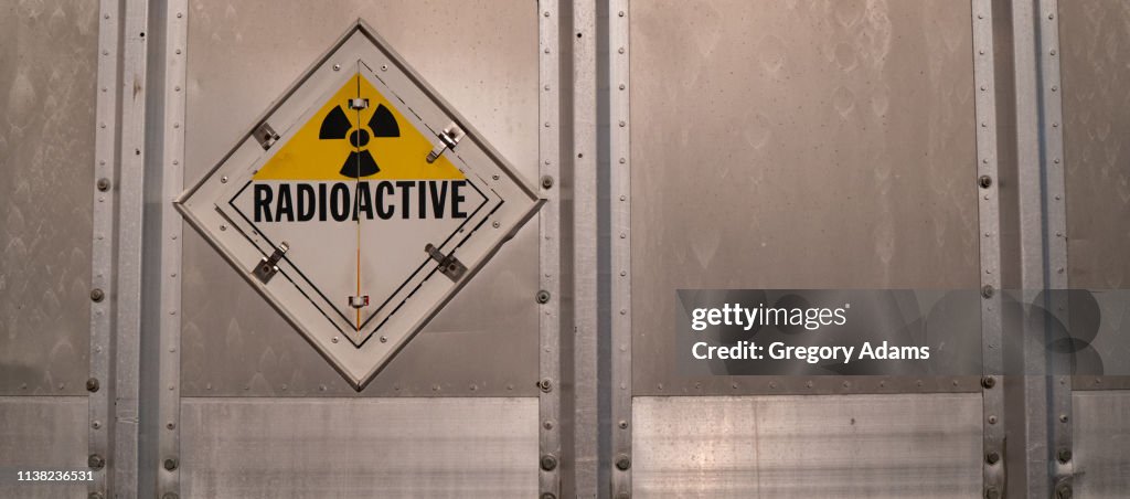 Radioactive Warning Sign on the back of a truck