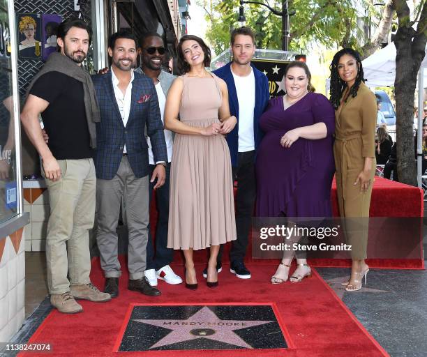 Milo Ventimiglia, Mandy Moore, Sterling K. Brown, Jon Huertas, Justin Hartley, Chrissy Metz, and Susan Kelechi Watson a ceremony honoring Mandy Moore...