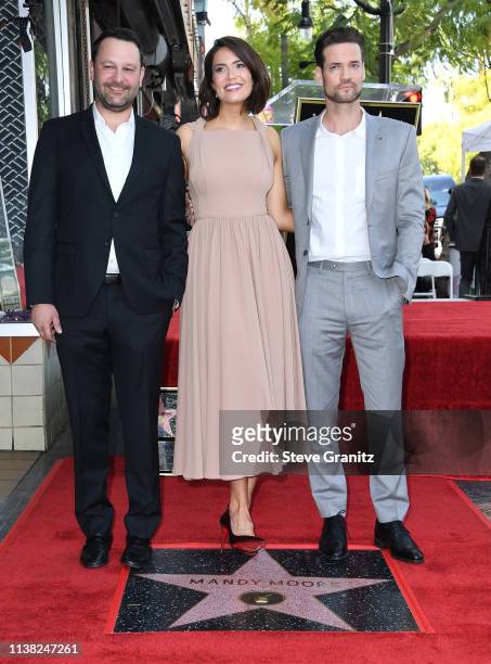 Dan Fogelman, Mandy Moore and Shane West a ceremony honoring Mandy Moore with a star on the Hollywood Walk Of Fame on March 25, 2019 in Hollywood,...