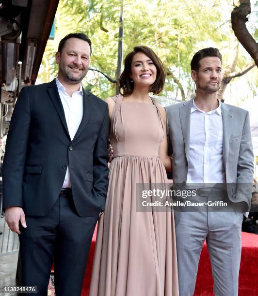 Dan Fogelman, Mandy Moore and Shane West attend the ceremony honoring Mandy Moore with Star on the Hollywood Walk of Fame on March 25, 2019 in...