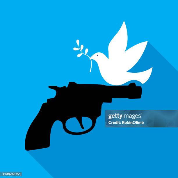 ilustraciones, imágenes clip art, dibujos animados e iconos de stock de peace dove pistol - paloma blanca