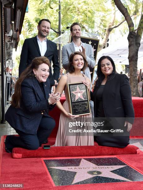 Mandy Moore, Dan Fogelman, and Shane West attend the ceremony honoring Mandy Moore with Star on the Hollywood Walk of Fame on March 25, 2019 in...