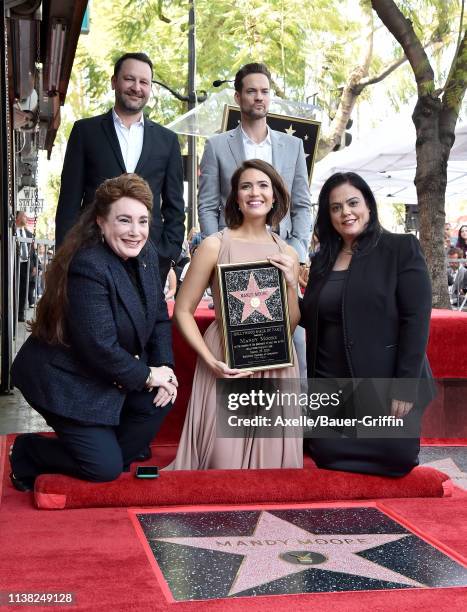 Mandy Moore, Dan Fogelman, and Shane West attend the ceremony honoring Mandy Moore with Star on the Hollywood Walk of Fame on March 25, 2019 in...
