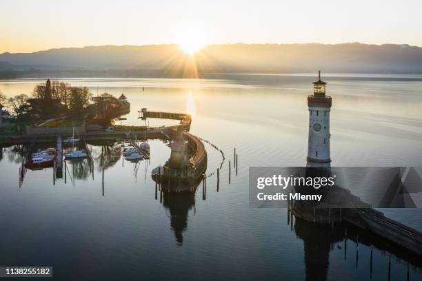 lindau at sunrise bodensee harbor bavaria germany - bodensee stock pictures, royalty-free photos & images