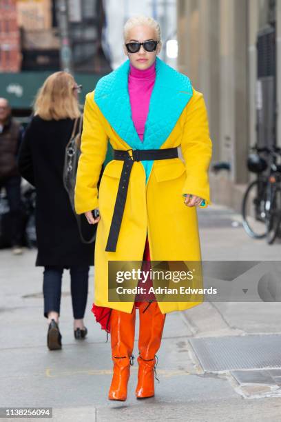 Rita Ora seen out about in Tribeca on March 25, 2019 in New York City.
