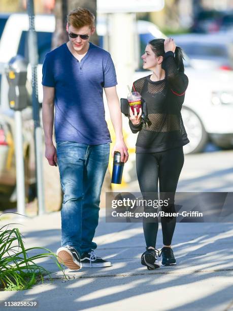 Ariel Winter and Levi Meaden are seen on April 19, 2019 in Los Angeles, California.