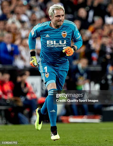 Santiago Canizares of Valencia Legends during the friendly match of the celebrations of the club’s 100 year history between Valencia Legends and...