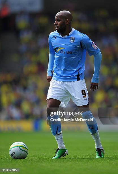 Marlon King of Coventry City in action during the npower Championship match between Norwich City and Coventry City at Carrow Road on May 7, 2011 in...