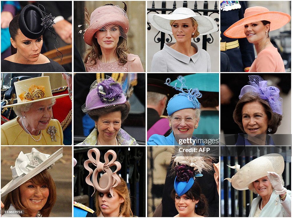 Combo picture shows guests wearing hats