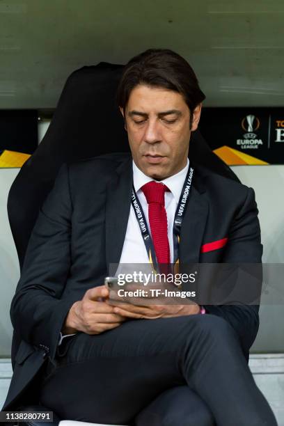 Sporting director Rui Costa of Benfica Lisabon looks on prior to the UEFA Europa League Quarter Final Second Leg match between Eintracht Frankfurt...