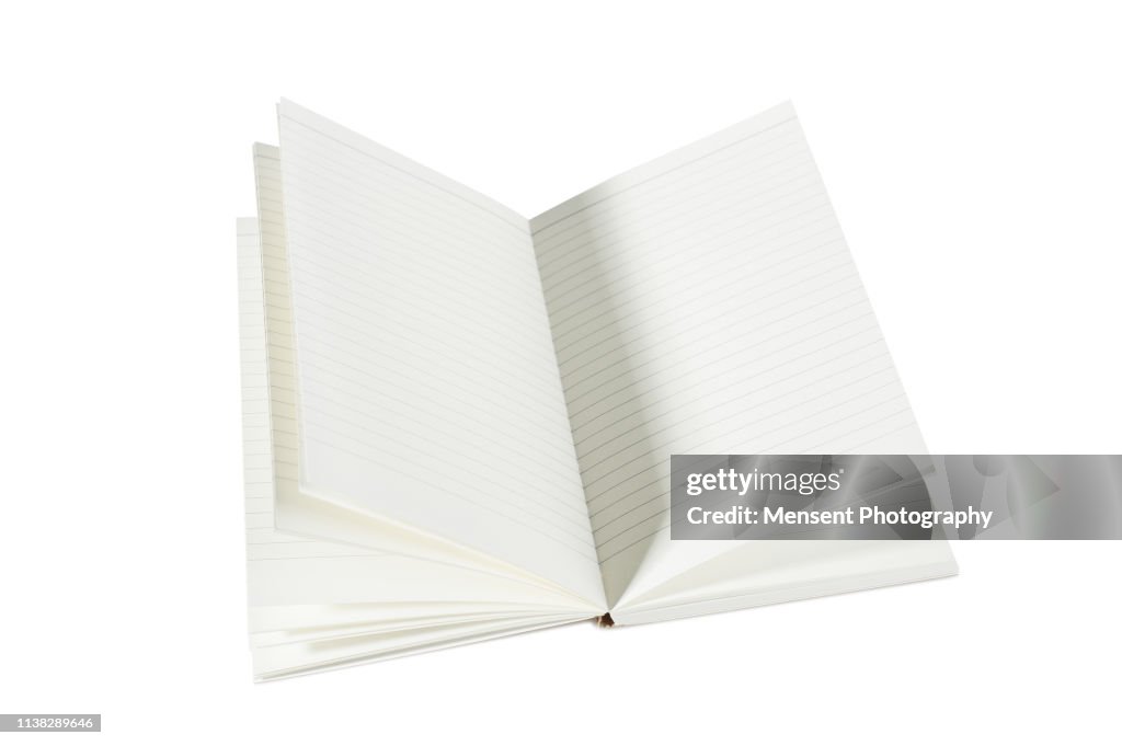 Opened blank magazine book for white background