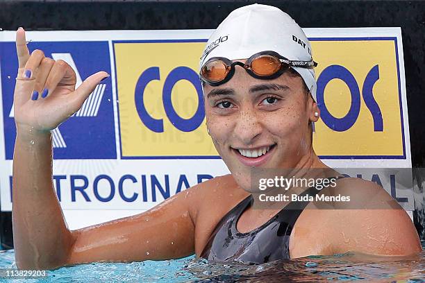Swimmer Daynara Ferreira de Paula during the women's 50m butterfly as part of Maria Lenk Swimming Trophyon May 7, 2011 in Rio de Janeiro, Brazil.