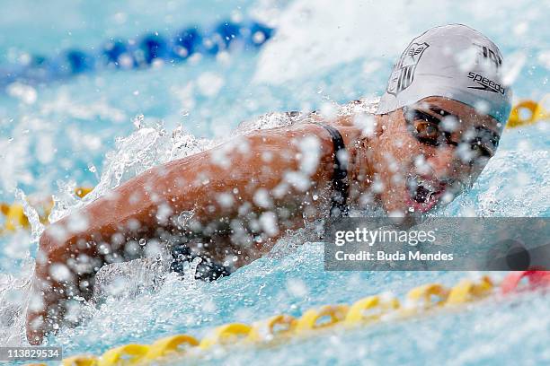 Swimmer Daynara Ferreira Paula during the women's 50m butterfly as part of Maria Lenk Swimming Trophyon May 7, 2011 in Rio de Janeiro, Brazil.