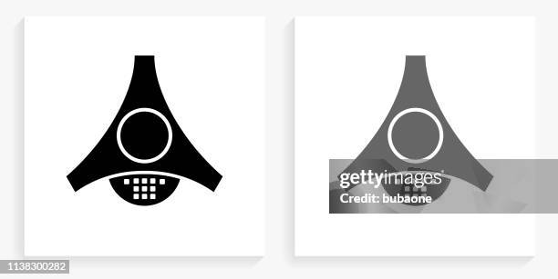 office intercom black and white square icon - intercom stock illustrations