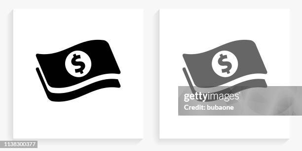 ilustraciones, imágenes clip art, dibujos animados e iconos de stock de dólar billetes cuadrado blanco y negro icono - dollar symbol