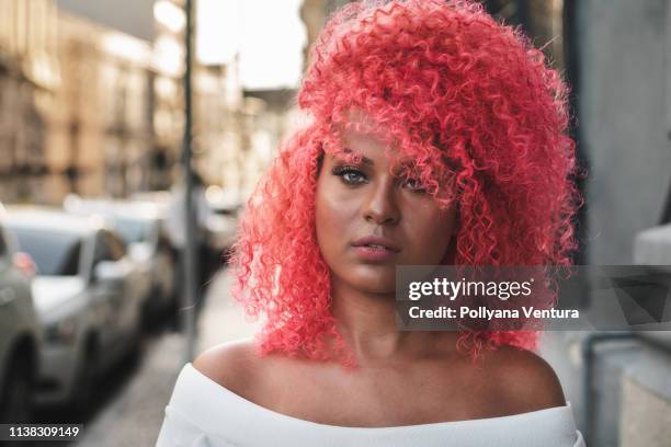 fashions woman with pink hair. - different car models stock pictures, royalty-free photos & images