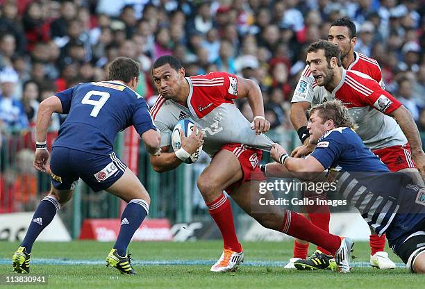 Robbie Fruean of the Crusaders tries to break through the Stormers defence during the Vodacom Super Rugby match between Western Stormers and...