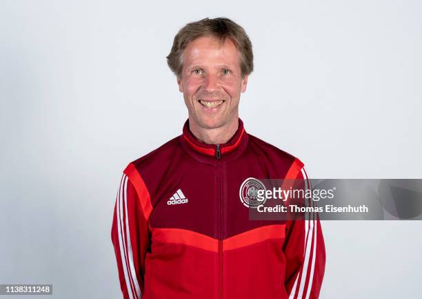 Thorsten Dolla of the German Beach Soccer National Team is seen during a Team Presentation at the Ballhaus on April 20, 2019 in Aschersleben, Germany.