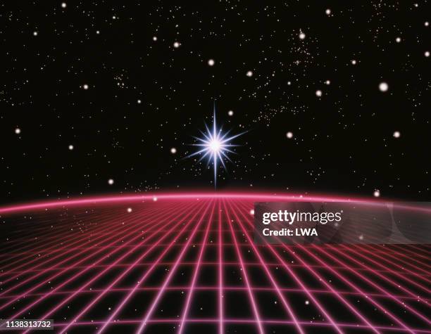 starburst over grid - retro horror stock pictures, royalty-free photos & images