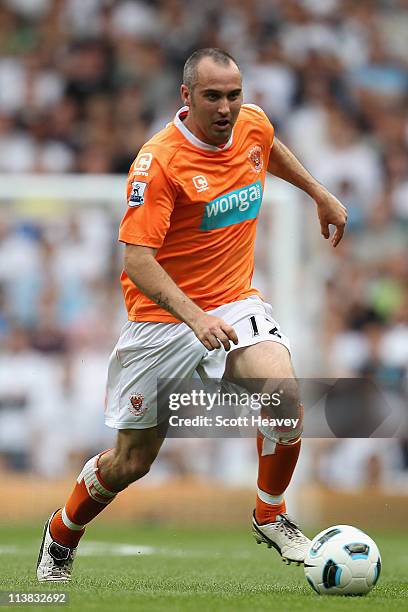 Gary Taylor-Fletcher of Blackpool on the ball during the Barclays Premier League match between Tottenham Hotspur and Blackpool at White Hart Lane on...