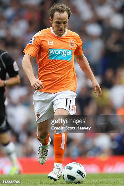 David Vaughan of Blackpool on the ball during the Barclays Premier League match between Tottenham Hotspur and Blackpool at White Hart Lane on May 7,...