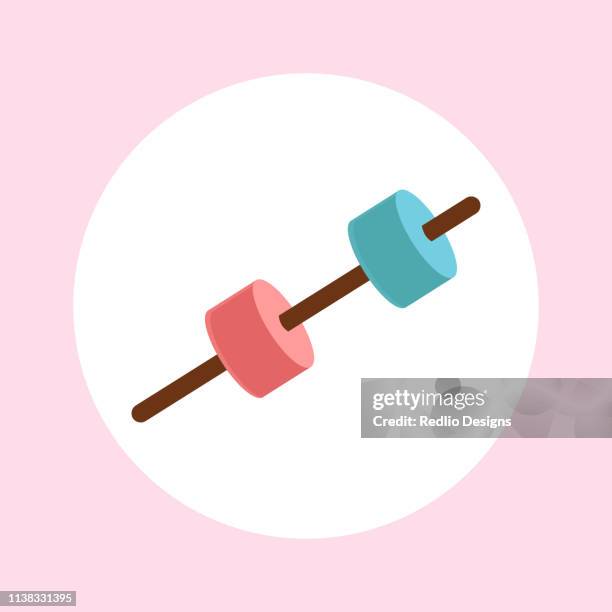 marshmallow smortert stick-symbol - bratspieß stock-grafiken, -clipart, -cartoons und -symbole