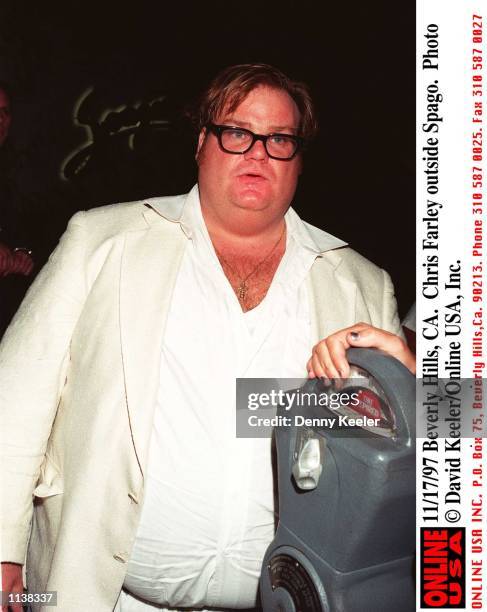 Beverly Hills, CA. Chris Farley outside Spago.