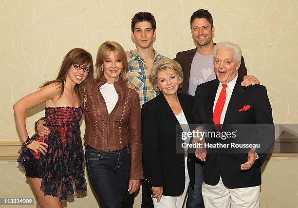 Cast members with the daytime soap "Days of Our Lives" Molly Burnett, Deidre Hall, Susan Hayes and Bill Hayes. Casey Deidrick and James Scott, pose...