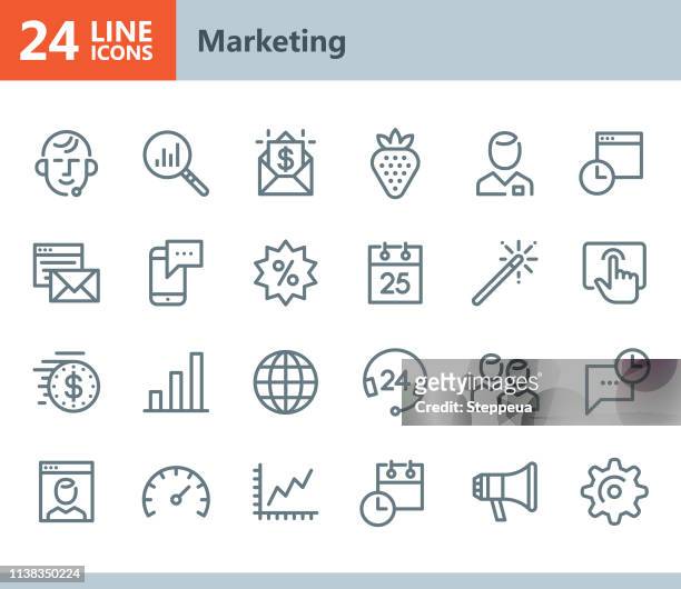 marketing - line vector icons - wand stock illustrations
