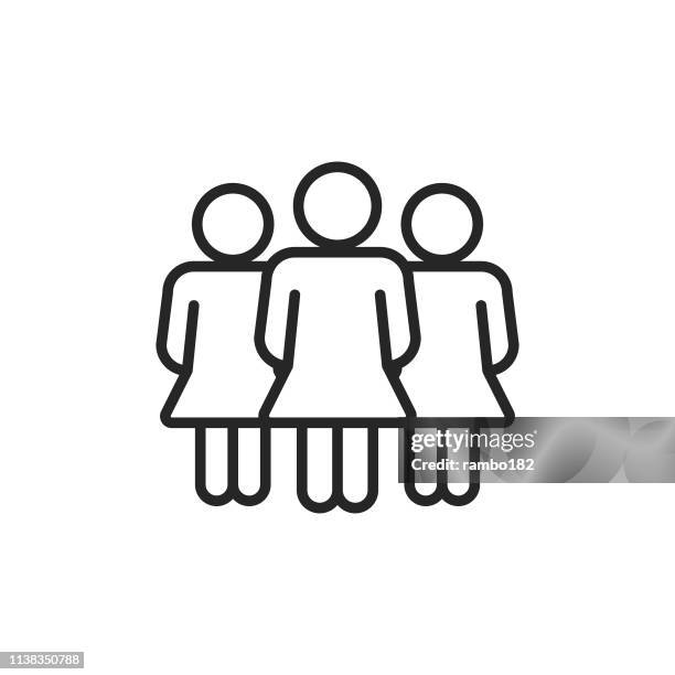 women es leadership line icon. bearbeitbare stroke. pixel perfect. für mobile und web. - selbstvertrauen stock-grafiken, -clipart, -cartoons und -symbole