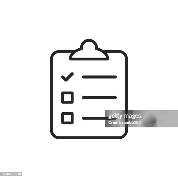 clipboard witch checklist, wishlist line icon. bearbeitbare stroke. pixel perfect. für mobile und web. - to do list stock-grafiken, -clipart, -cartoons und -symbole