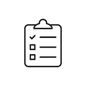 Clipboard witch Checklist, Wishlist Line Icon. Editable Stroke. Pixel Perfect. For Mobile and Web.