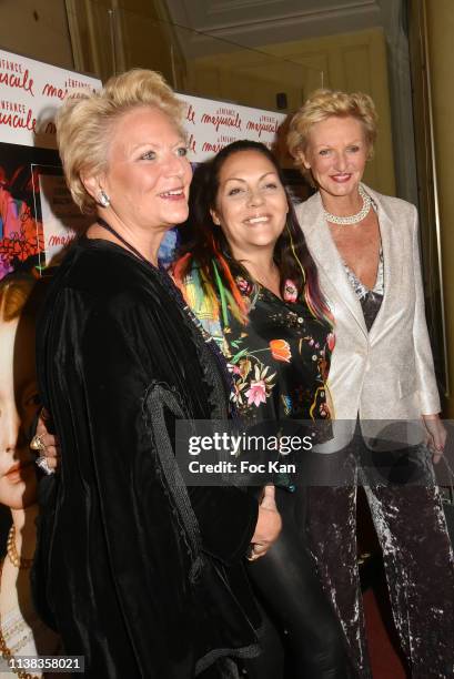 Beatrice de Bourbon Siciles, Hermine de Clermont tonnerre and Anne de Bourbon Siciles attend "Enfance Majuscule" Auction Concert Cocktail at Salle...