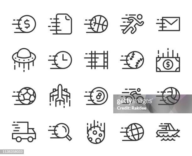 speed concept-line icons - billardkugel stock-grafiken, -clipart, -cartoons und -symbole