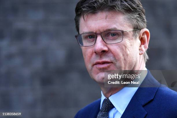 Secretary of State for Business, Energy and Industrial Strategy, Greg Clark arrives at Downing Street on March 26, 2019 in London, England. The...