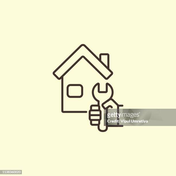 house with work tool - hammer logo stock illustrations