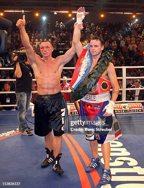 Daniel Geale of Australia celebrates after winning his IBF World Championship Middleweight title fight vs. Sebastian Sylvester of Germany at...