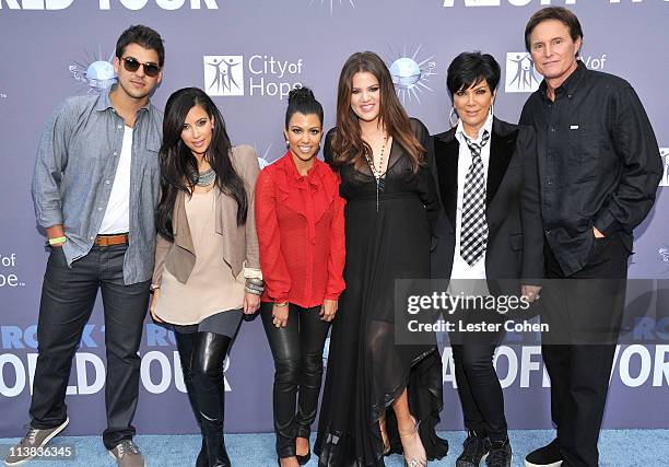 Rob Kardashian, Kim Kardashian, Kourtney Kardashian, Khloe Kardashian, Kris Jenner and Bruce Jenner attend "City of Hope" honoring Shelli and Irving...