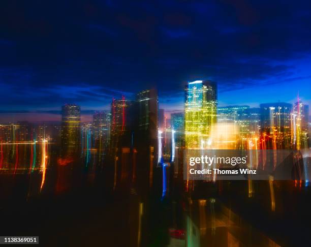 abstract skyline of oakland  at dusk - oakland california bildbanksfoton och bilder