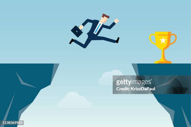 jumping through the gap - employee of the month stock illustrations