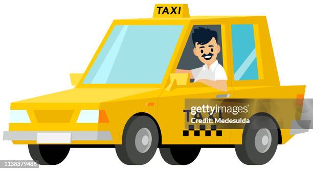 ilustrações, clipart, desenhos animados e ícones de taxista - hatchback