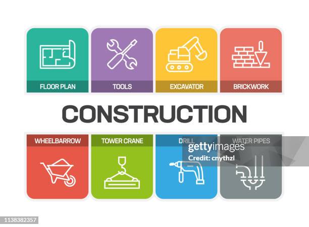 construction line icons - water engineer stock illustrations