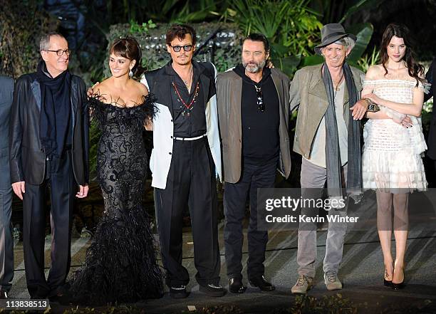 Actors Geoffrey Rush, Penelope Cruz, Johnny Depp, Ian McShane, Keith Richards, and Astrid Berges-Frisbey arrive at premiere of Walt Disney Pictures'...