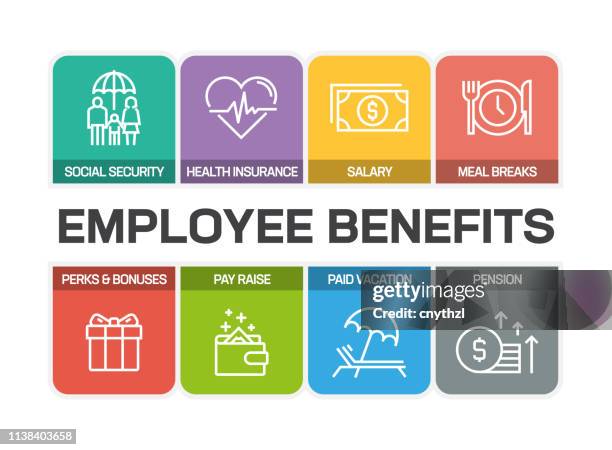 employee benefits related line icons - perks stock illustrations
