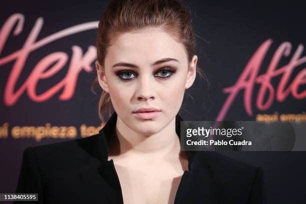 Actress Josephine Langford attends 'After, Aqui Empieza Todo' photocall at the VP Hotel on March 26, 2019 in Madrid, Spain.